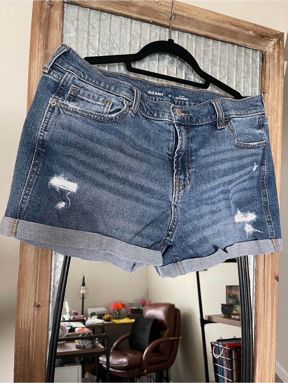 Old Navy Blue Distressed Rolled-Hem Denim Shorts